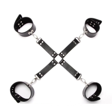 Cross Buckle Wrist Ankle Cuffs Foot Fetish SM Restraint Kit Porn Leather Bondage Handcuffs for Sex Toys